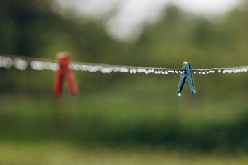 We can see a wire with latches on it.