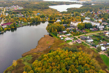 Aerial view of small town Kirillov in Vologda Oblast, Russia.