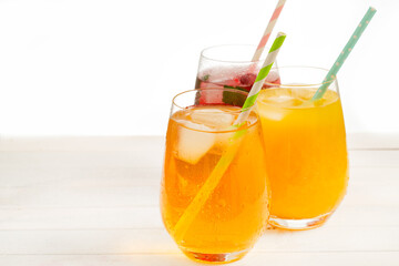 Fruity cold drinks with ice