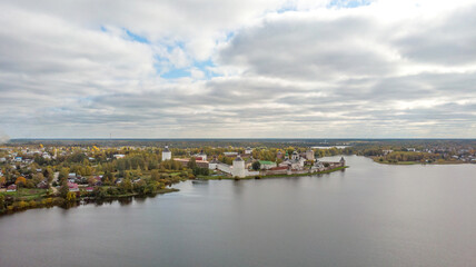 Fototapeta na wymiar Aerial view of Kirillo-Belozersky Monastery in Kirillov, Vologda Oblast, Russia.