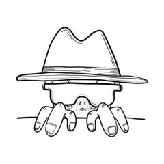 Funny alien in a hat, ufo, secret, mystic, mystery, they are among us