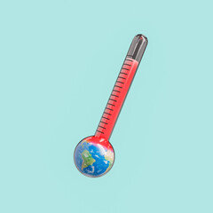 Globe in thermometer with maximum temperature
