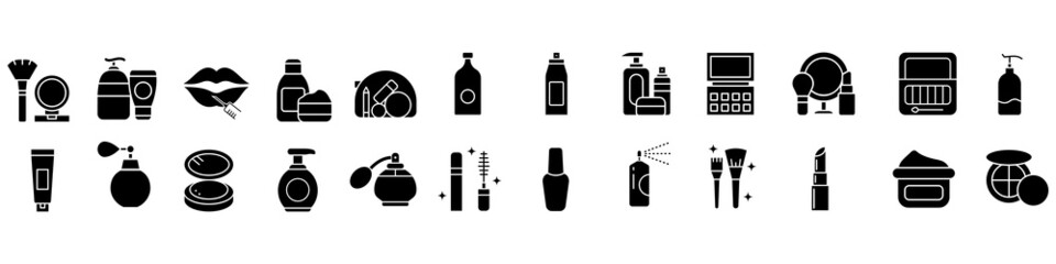 Cosmetics icon vector set. makeup illustration sign collection. woman beauty symbol or logo.