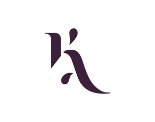 AK, K letter monogram. Elegant luxury KA logo. Calligraphic style. Vector design. Luxurious linear creative monogram. - obrazy, fototapety, plakaty