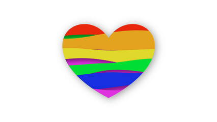 Rainbow Heart or Pride Symbol Sign on White Background