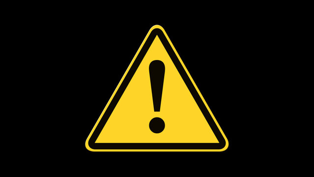 Yellow Caution Symbol Sign on Black Background