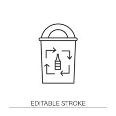 Waste sorting line icon. Recyclable material. Recycling glass waste. Zero waste concept. Isolated vector illustration. Editable stroke