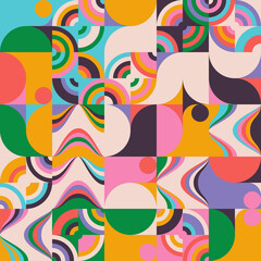 Colorful Geometric Art Graphics Vector Pattern Design Background - obrazy, fototapety, plakaty
