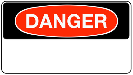 Danger Empty Text Sign on White Background