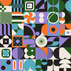 Swiss Art Aesthetics Vector Graphics Made With Abstract Geometric Shapes And Elements