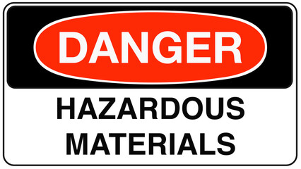 Danger Hazardous Materials Sign on White Background
