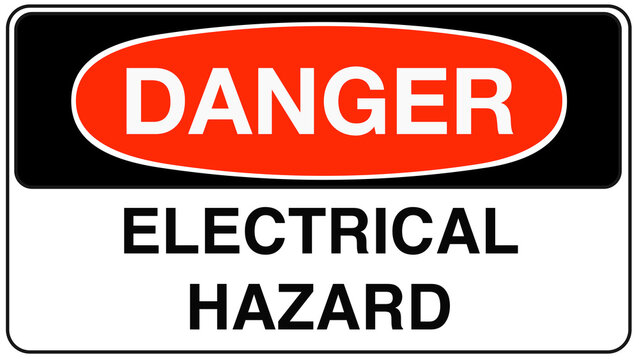 Danger Electrical Hazard Sign on White Background