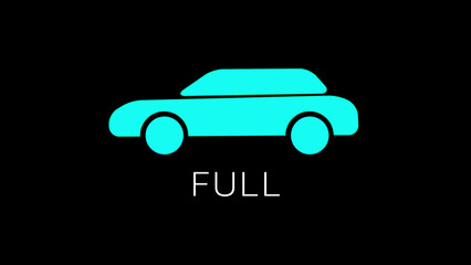 Electric Car Icon Full Charging on Black background