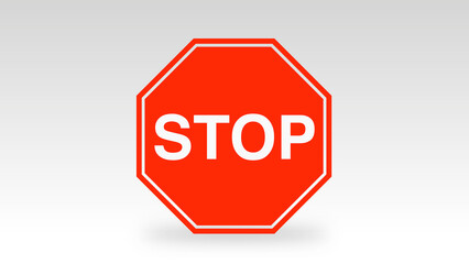 Stop Text or Word Road Sign on White Background