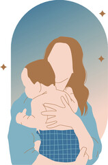 Mother Carrying Her Baby In Her Arms