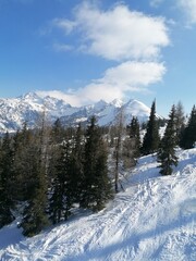 Skiing in the snowy slopes of Schladming in the Austrian Alps