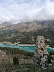 The view from El Castell de Guadalest over the Spanish mountains and turquoise lakes