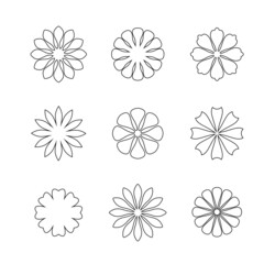 Set of design elements. Flowers. Decorative symbols. Vector illustration.	