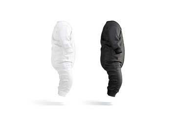 Blank black and white baby zip-up sleepsuit mockup, profile view