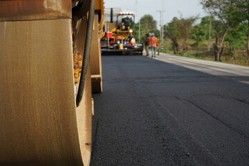 Road construction blur By heavy machinery
