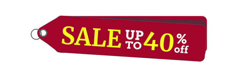 Sale up to 40 percent off special offer tag label.