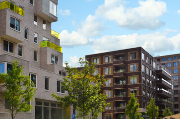 Beautiful view of modern buildings in city on sunny day