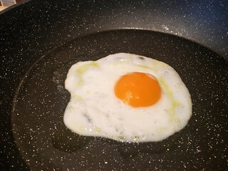 Fresh And Organic Egg Frying In Pan
