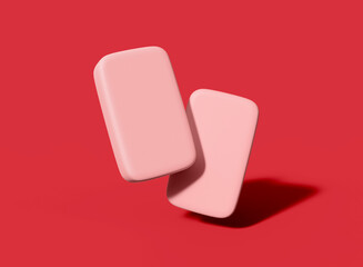 Pink Rectangular Soap Bar on Red Background