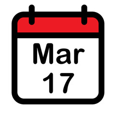 Calendar icon with seventeenth march