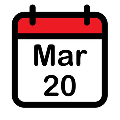 Calendar icon with twentieth march