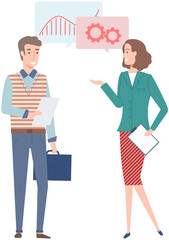 Training of office staff, teamwork, business meeting concept. Team thinking and brainstorming. Analytics of company information. People working, discussing business. Colleagues during office work