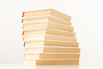 a stack of books. Books background for science and education. Reading and writing concept