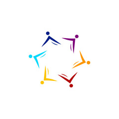 Cute People Together Sign, Symbol, Art, Logo isolated On White