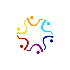 Cute People Together Sign, Symbol, Art, Logo isolated On White