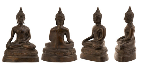 Old buddha statue isolated on white background with clipping path.