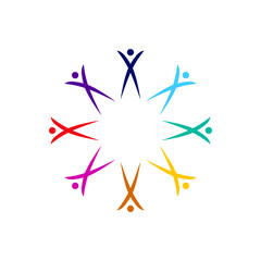 Fototapeta premium COLORFUL PEOPLE TOGETHER SIGN, SYMBOL, LOGO ISOLATED ON WHITE BACKGROUND