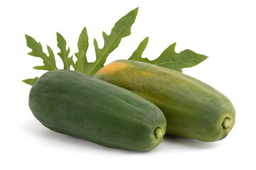 Papaya fruits isolated on white background with clipping path.
