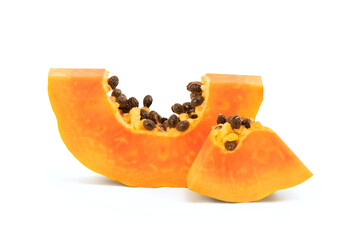 Papaya fruits isolated on white background with clipping path.