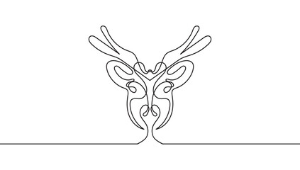 Continuous one line drawing of deer