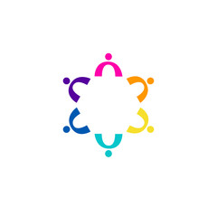 COLORFUL PEOPLE TOGETHER SIGN, SYMBOL, LOGO ISOLATED ON WHITE BACKGROUND