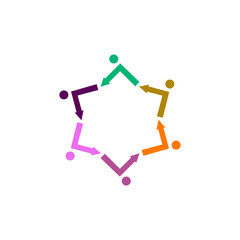 COLORFUL PEOPLE TOGETHER SIGN, SYMBOL, ART, LOGO ISOLATED ON WHITE