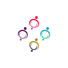 COLORFUL PEOPLE TOGETHER SIGN, SYMBOL, ART, LOGO ISOLATED ON WHITE