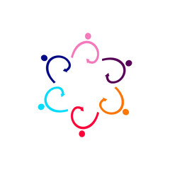 COLORFUL PEOPLE TOGETHER SIGN, SYMBOL, ART, LOGO ISOLATED ON WHITE