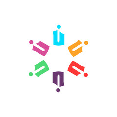 COLORFUL PEOPLE TOGETHER SIGN, SYMBOL, ART, LOGO ISOLATED ON WHITE