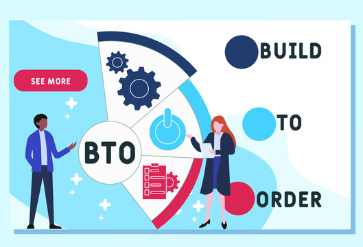 BTO Build to Order acronym. business concept background. vector illustration concept with keywords and icons. lettering illustration with icons for web banner, flyer, landing pag