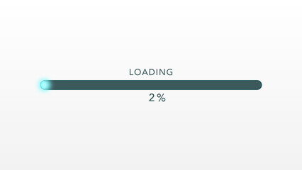 Elegant and Futuristic Loading Bar With 1 Percent Percentage Indicator on White Background