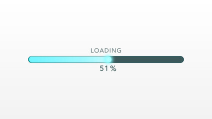 Elegant and Futuristic Loading Bar With 51 Percent Percentage Indicator on White Background