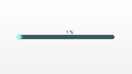 Elegant and Futuristic Loading Bar With 1 Percent Percentage Indicator on White Background