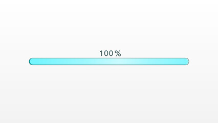 Elegant and Futuristic Loading Bar With 100 Percent Percentage Indicator on White Background