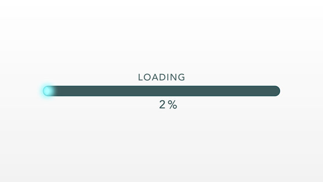 Elegant and Futuristic Loading Bar With 1 Percent Percentage Indicator on White Background